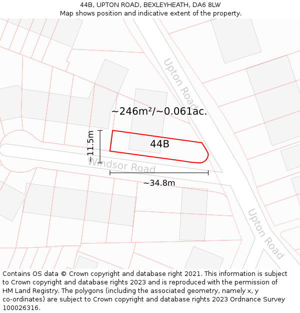 44B, UPTON ROAD, BEXLEYHEATH, DA6 8LW: Plot and title map
