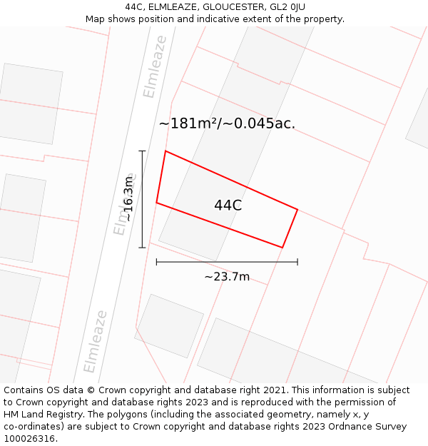 44C, ELMLEAZE, GLOUCESTER, GL2 0JU: Plot and title map