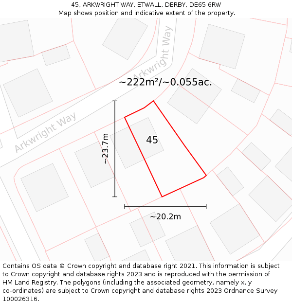 45, ARKWRIGHT WAY, ETWALL, DERBY, DE65 6RW: Plot and title map