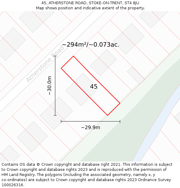 45, ATHERSTONE ROAD, STOKE-ON-TRENT, ST4 8JU: Plot and title map