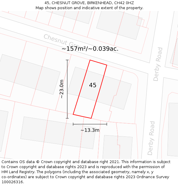 45, CHESNUT GROVE, BIRKENHEAD, CH42 0HZ: Plot and title map