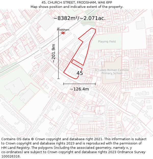 45, CHURCH STREET, FRODSHAM, WA6 6PP: Plot and title map