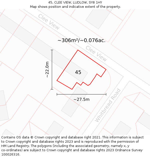 45, CLEE VIEW, LUDLOW, SY8 1HY: Plot and title map