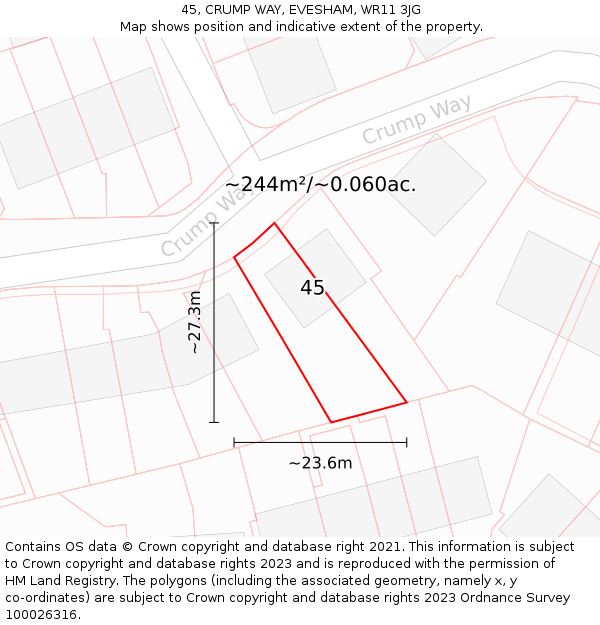 45, CRUMP WAY, EVESHAM, WR11 3JG: Plot and title map