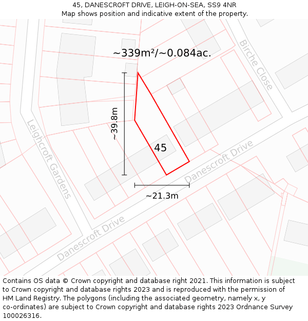 45, DANESCROFT DRIVE, LEIGH-ON-SEA, SS9 4NR: Plot and title map