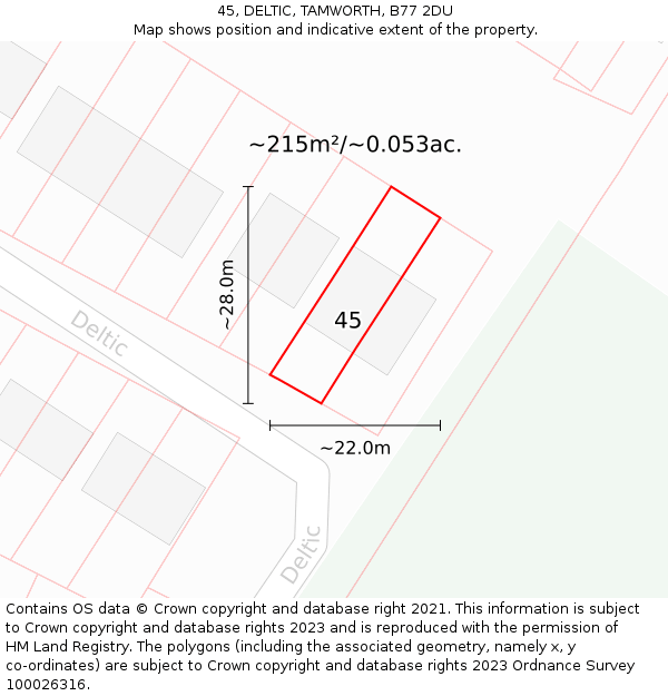 45, DELTIC, TAMWORTH, B77 2DU: Plot and title map