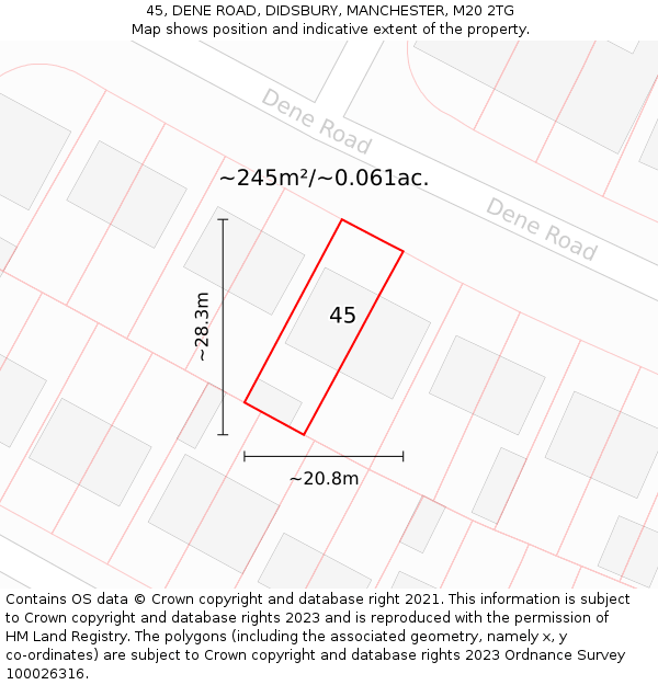 45, DENE ROAD, DIDSBURY, MANCHESTER, M20 2TG: Plot and title map
