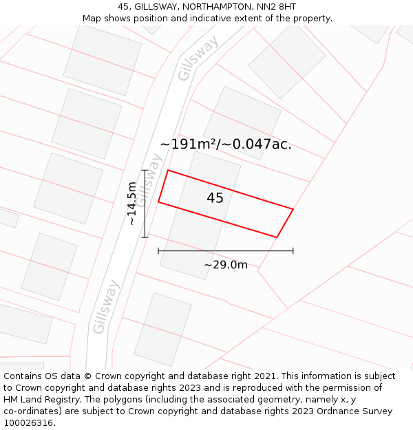 45, GILLSWAY, NORTHAMPTON, NN2 8HT: Plot and title map
