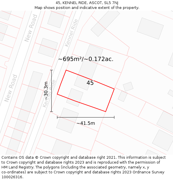45, KENNEL RIDE, ASCOT, SL5 7NJ: Plot and title map