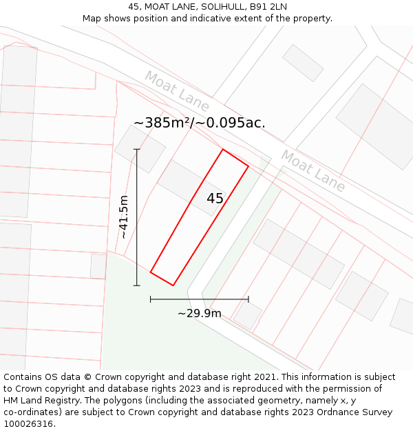 45, MOAT LANE, SOLIHULL, B91 2LN: Plot and title map