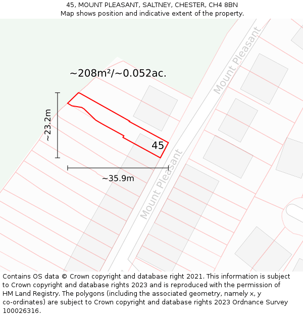 45, MOUNT PLEASANT, SALTNEY, CHESTER, CH4 8BN: Plot and title map