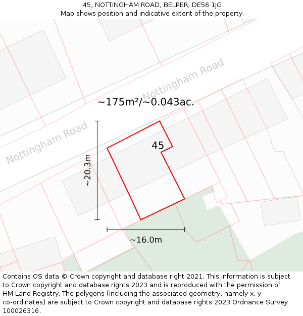 45, NOTTINGHAM ROAD, BELPER, DE56 1JG: Plot and title map