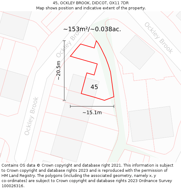45, OCKLEY BROOK, DIDCOT, OX11 7DR: Plot and title map