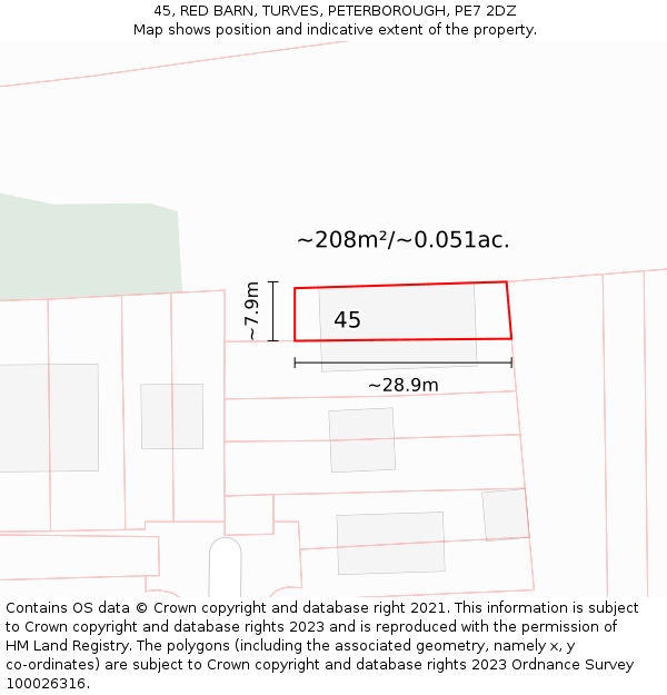 45, RED BARN, TURVES, PETERBOROUGH, PE7 2DZ: Plot and title map