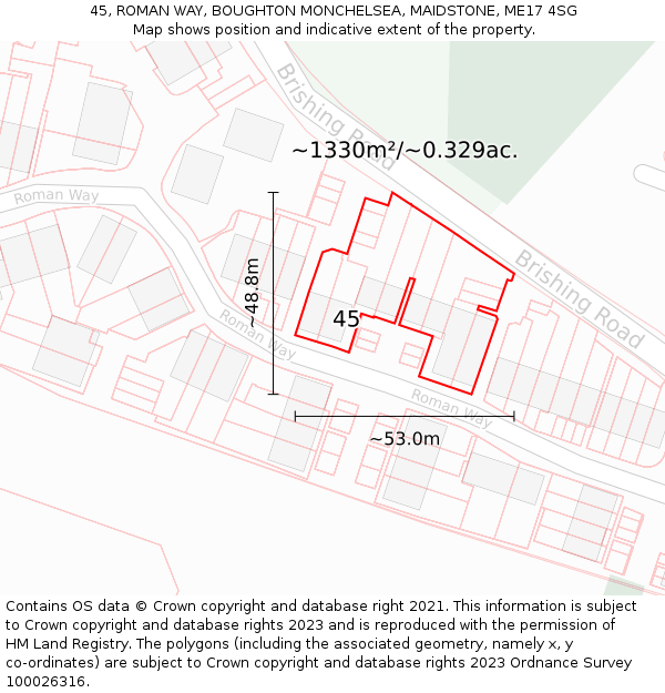 45, ROMAN WAY, BOUGHTON MONCHELSEA, MAIDSTONE, ME17 4SG: Plot and title map