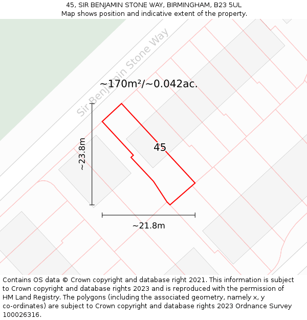 45, SIR BENJAMIN STONE WAY, BIRMINGHAM, B23 5UL: Plot and title map