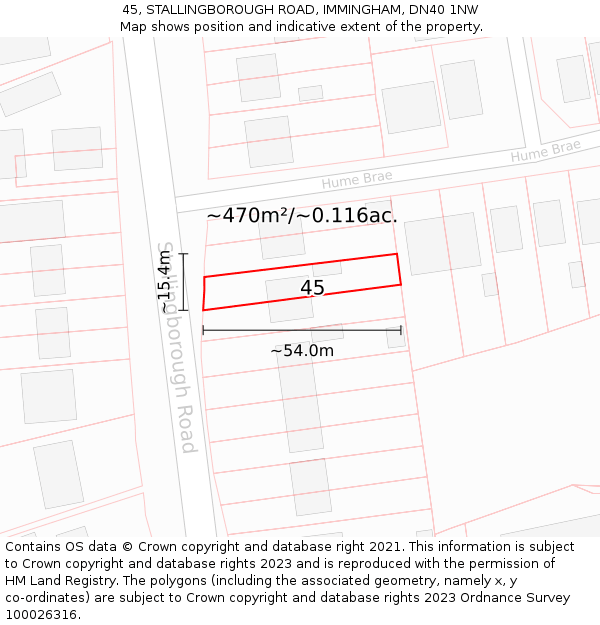 45, STALLINGBOROUGH ROAD, IMMINGHAM, DN40 1NW: Plot and title map