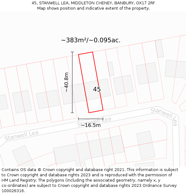 45, STANWELL LEA, MIDDLETON CHENEY, BANBURY, OX17 2RF: Plot and title map