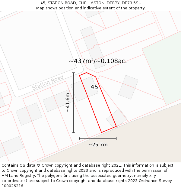45, STATION ROAD, CHELLASTON, DERBY, DE73 5SU: Plot and title map