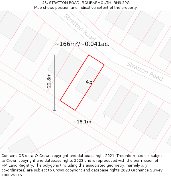 45, STRATTON ROAD, BOURNEMOUTH, BH9 3PG: Plot and title map