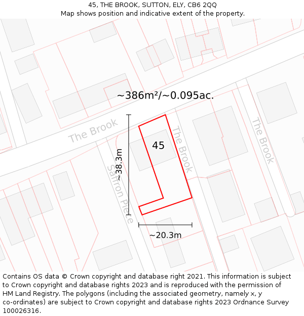 45, THE BROOK, SUTTON, ELY, CB6 2QQ: Plot and title map
