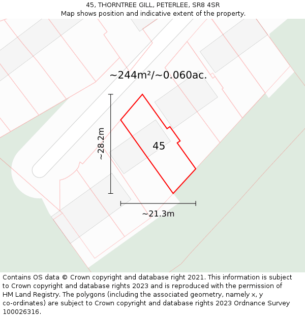 45, THORNTREE GILL, PETERLEE, SR8 4SR: Plot and title map