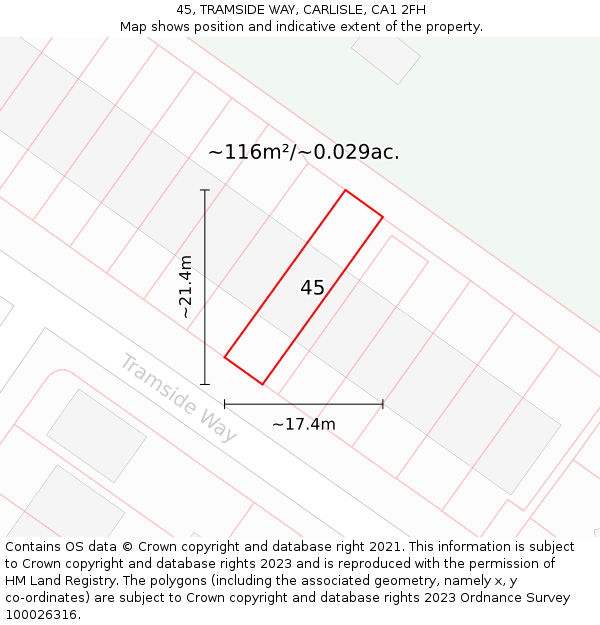 45, TRAMSIDE WAY, CARLISLE, CA1 2FH: Plot and title map