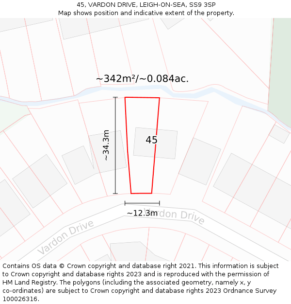 45, VARDON DRIVE, LEIGH-ON-SEA, SS9 3SP: Plot and title map