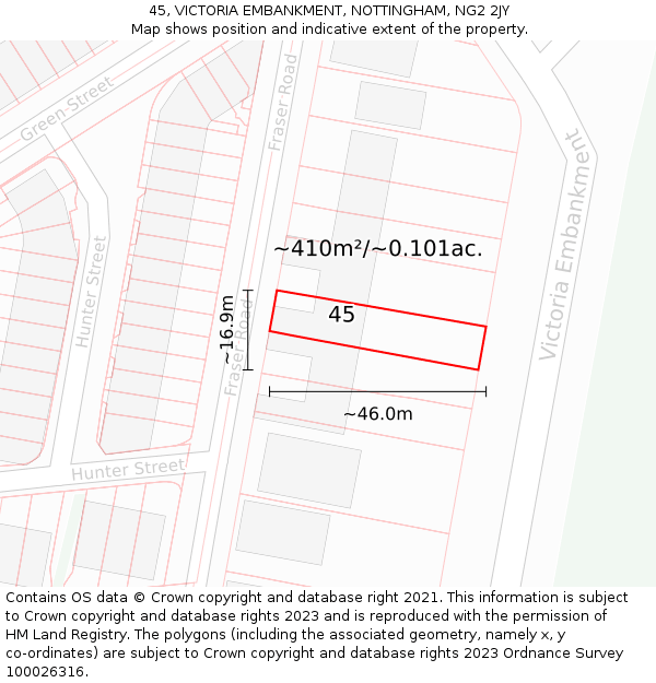45, VICTORIA EMBANKMENT, NOTTINGHAM, NG2 2JY: Plot and title map