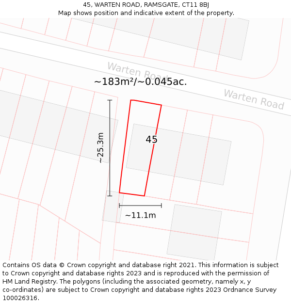 45, WARTEN ROAD, RAMSGATE, CT11 8BJ: Plot and title map