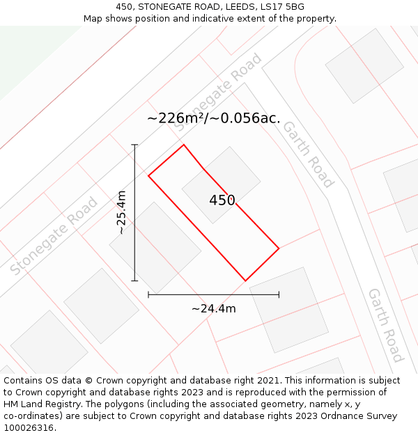 450, STONEGATE ROAD, LEEDS, LS17 5BG: Plot and title map