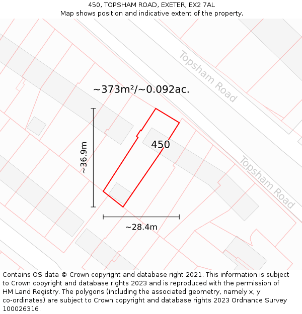 450, TOPSHAM ROAD, EXETER, EX2 7AL: Plot and title map
