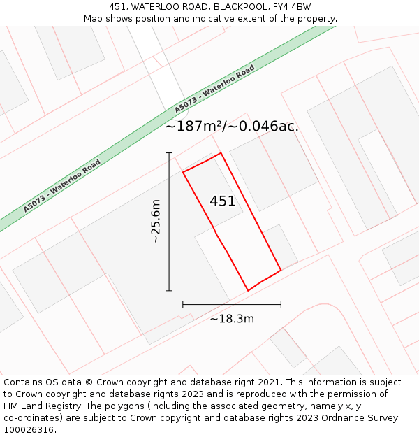 451, WATERLOO ROAD, BLACKPOOL, FY4 4BW: Plot and title map
