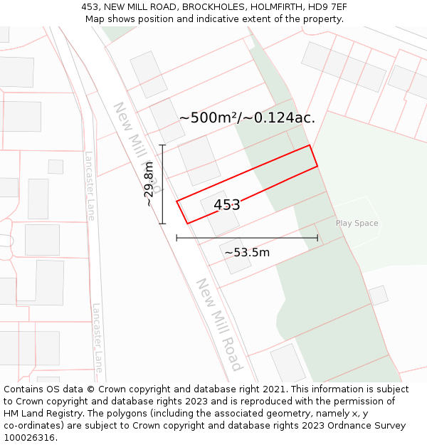 453, NEW MILL ROAD, BROCKHOLES, HOLMFIRTH, HD9 7EF: Plot and title map