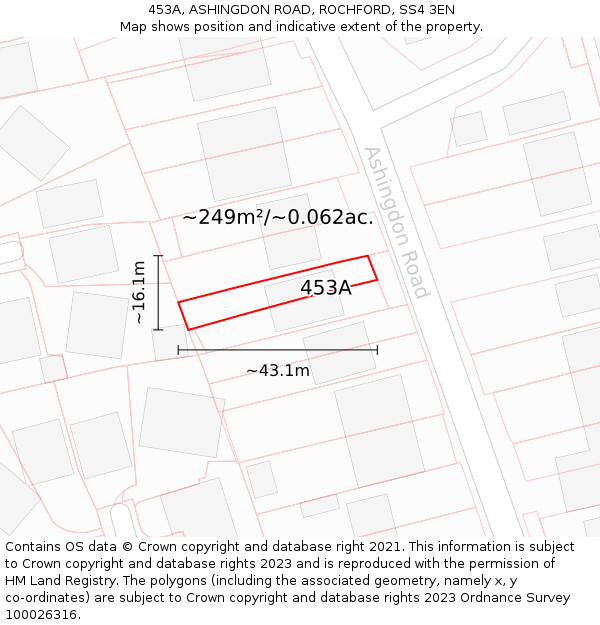 453A, ASHINGDON ROAD, ROCHFORD, SS4 3EN: Plot and title map