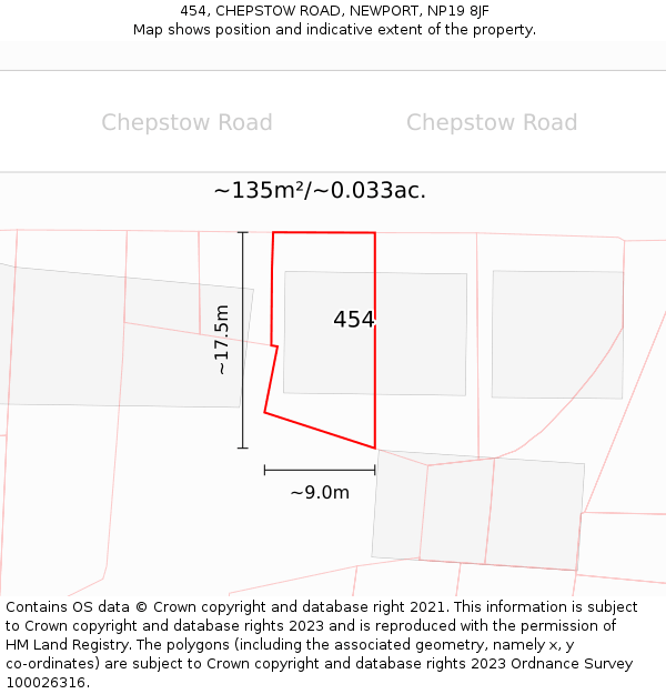 454, CHEPSTOW ROAD, NEWPORT, NP19 8JF: Plot and title map