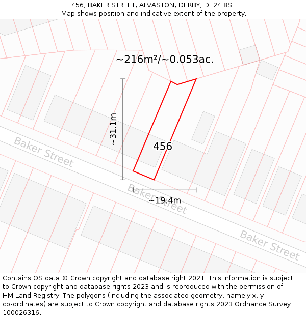 456, BAKER STREET, ALVASTON, DERBY, DE24 8SL: Plot and title map