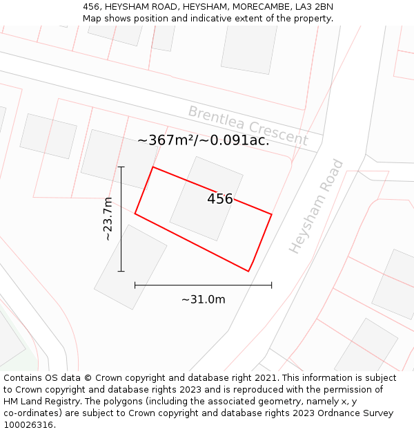 456, HEYSHAM ROAD, HEYSHAM, MORECAMBE, LA3 2BN: Plot and title map
