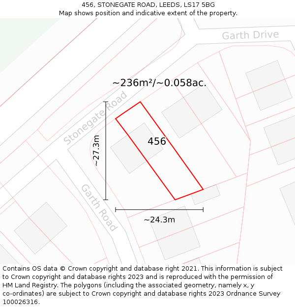 456, STONEGATE ROAD, LEEDS, LS17 5BG: Plot and title map