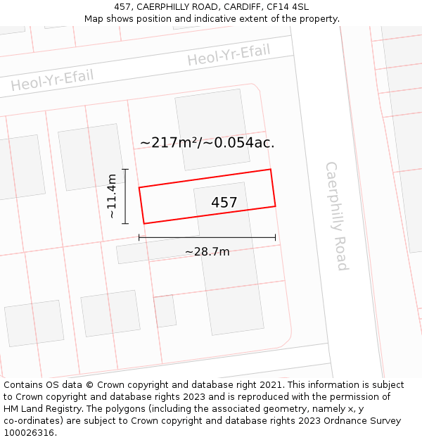 457, CAERPHILLY ROAD, CARDIFF, CF14 4SL: Plot and title map