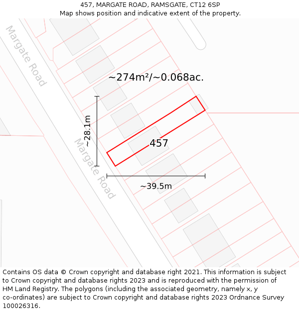 457, MARGATE ROAD, RAMSGATE, CT12 6SP: Plot and title map