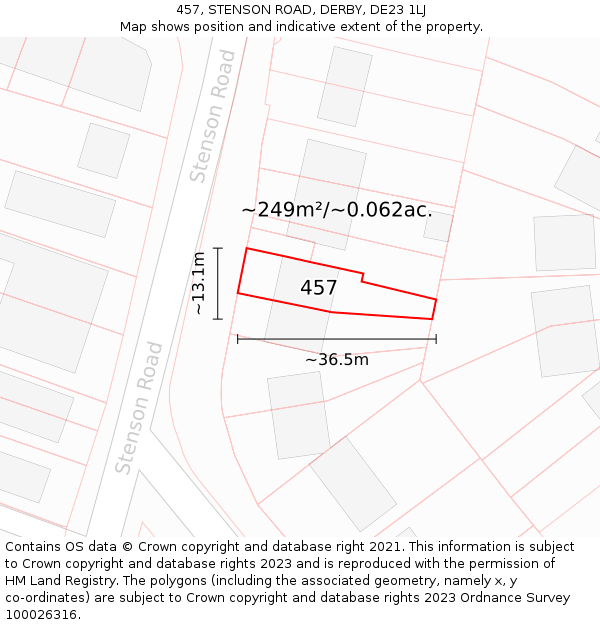 457, STENSON ROAD, DERBY, DE23 1LJ: Plot and title map