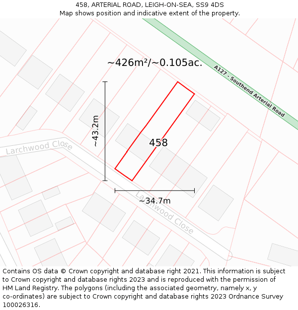 458, ARTERIAL ROAD, LEIGH-ON-SEA, SS9 4DS: Plot and title map