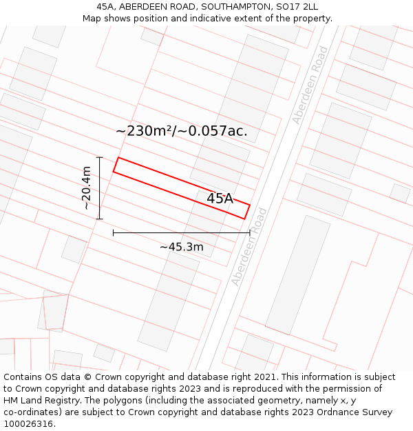 45A, ABERDEEN ROAD, SOUTHAMPTON, SO17 2LL: Plot and title map