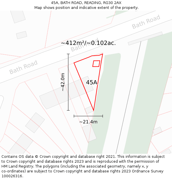 45A, BATH ROAD, READING, RG30 2AX: Plot and title map