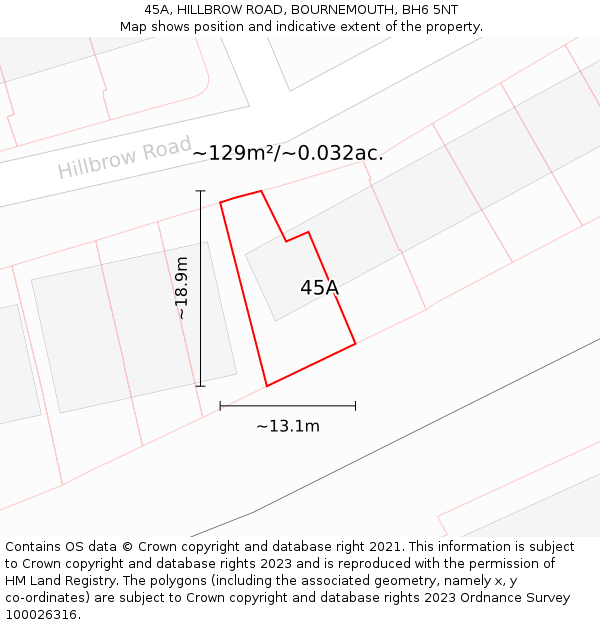 45A, HILLBROW ROAD, BOURNEMOUTH, BH6 5NT: Plot and title map