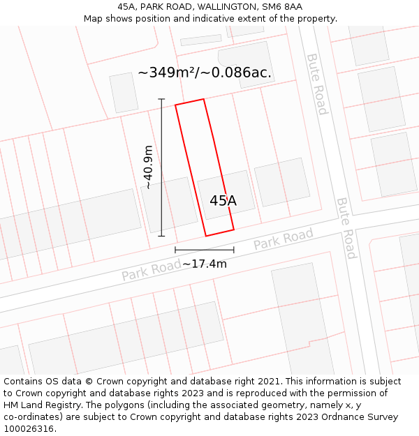 45A, PARK ROAD, WALLINGTON, SM6 8AA: Plot and title map
