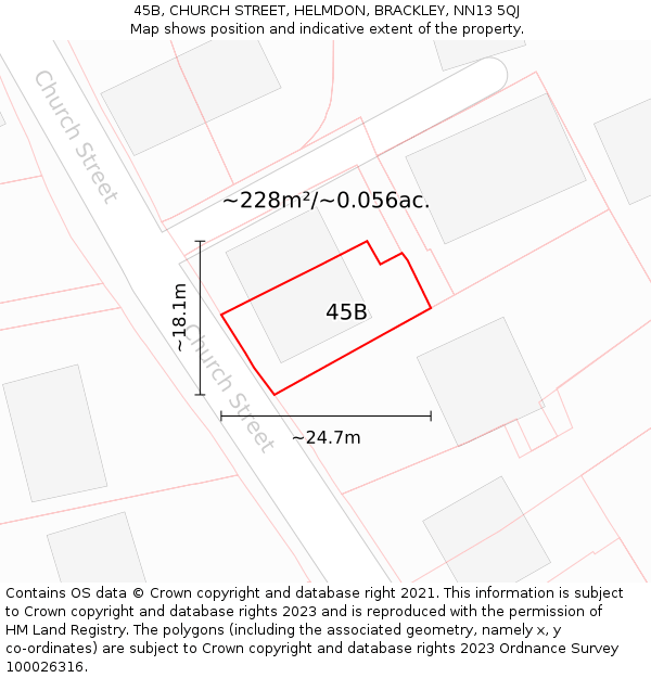 45B, CHURCH STREET, HELMDON, BRACKLEY, NN13 5QJ: Plot and title map