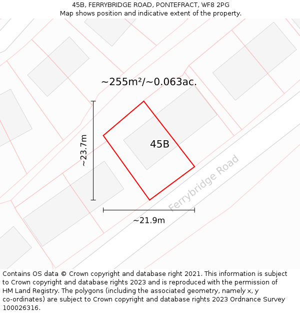 45B, FERRYBRIDGE ROAD, PONTEFRACT, WF8 2PG: Plot and title map