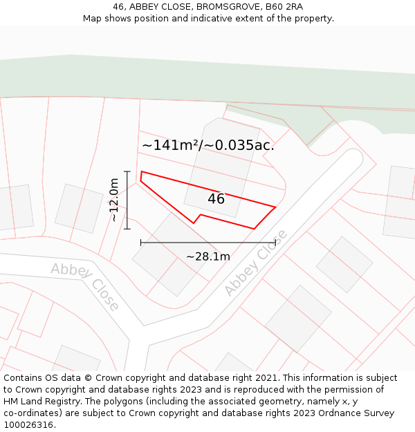 46, ABBEY CLOSE, BROMSGROVE, B60 2RA: Plot and title map